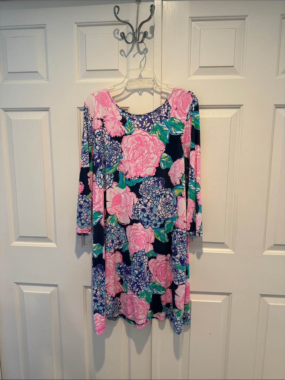 Floral Navy and Pink Lilly Swing Dress